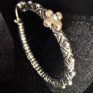 Stunning Barbara Bixby Large Signature Flower Hoop Earrings .925 & 18k Diamond